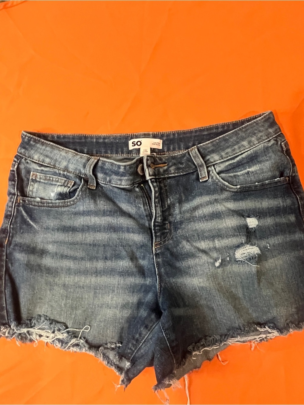 SO Faded Blue Distressed Denim Cutoff Shorts